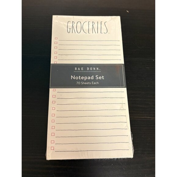 Rae Dunn Groceries Notepad Set With 70 Sheets Each Printed With Soy-Based Ink - Picture 2 of 5